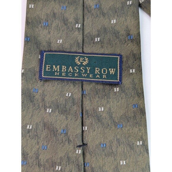 Embassy Row Silk Tie Green Wavy Pattern Men Necktie USA - Picture 6 of 7